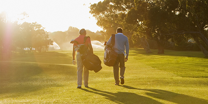 Two men on a golf course